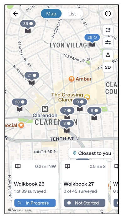 Map of walkbooks with Walkbook 26 in progress and Walkbook 27 not started